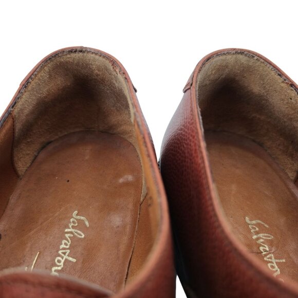 Salvatore Ferragamo Italy Brown Leather Dress Shoes Balmoral Cap-toe Oxfords 9D - Picture 11 of 11